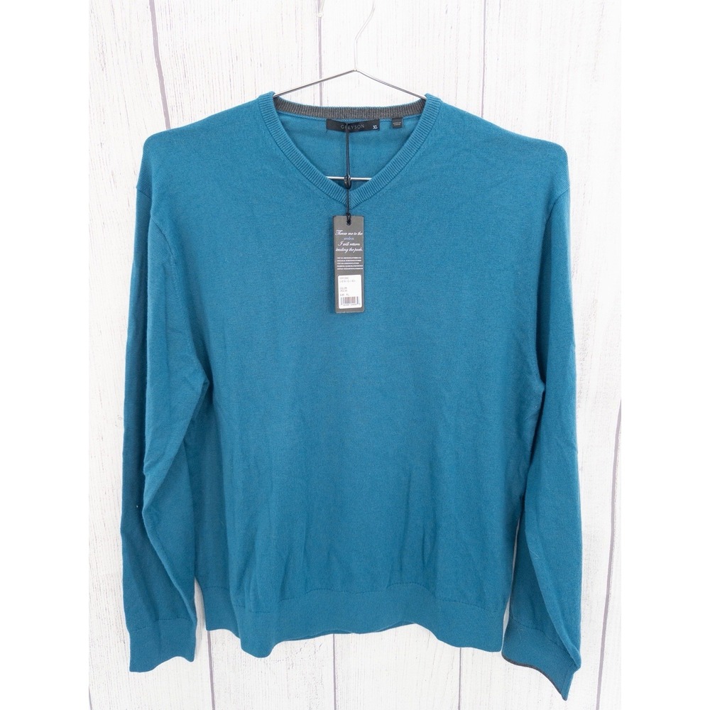 Greyson Golf Sweater Mens XL Orca Teal Blue Cheyenne V-Neck Merino Wool Blend